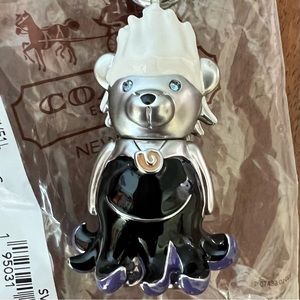 NEW Coach Disney Ursula Bear Villian Bag Charm Key Chain Silver Metal CC346.
